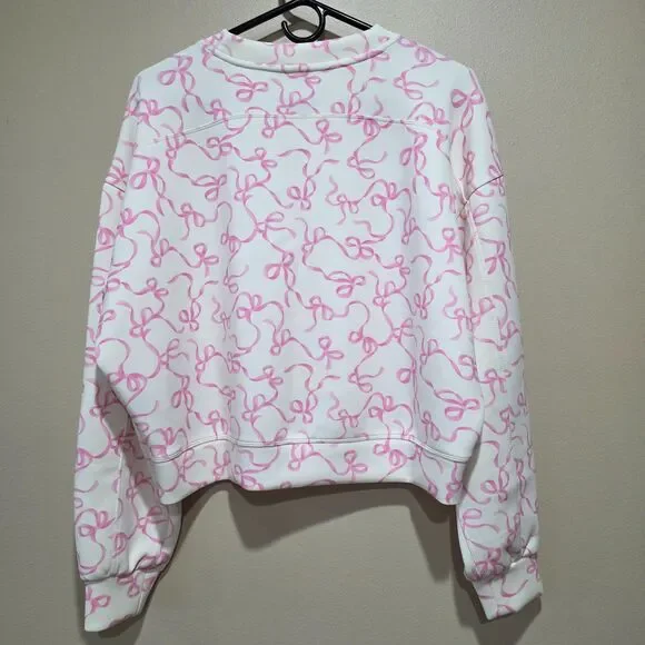 AS Revival Pink Bow Oversized Sweatshirt Cropped Coquette Crewneck NWT M - Picture 3 of 7